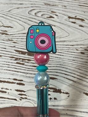 Hand Crafted Teal & Pink Instax Camera Topper Pen